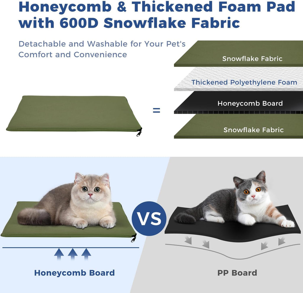 Dog & Cat Carrier Backpack for 4-15Lb Pets - Ventilated Safe Design with Padded Back Support, Breathable Mesh Pet Backpack for Hiking, Travel, Outdoor (Green)